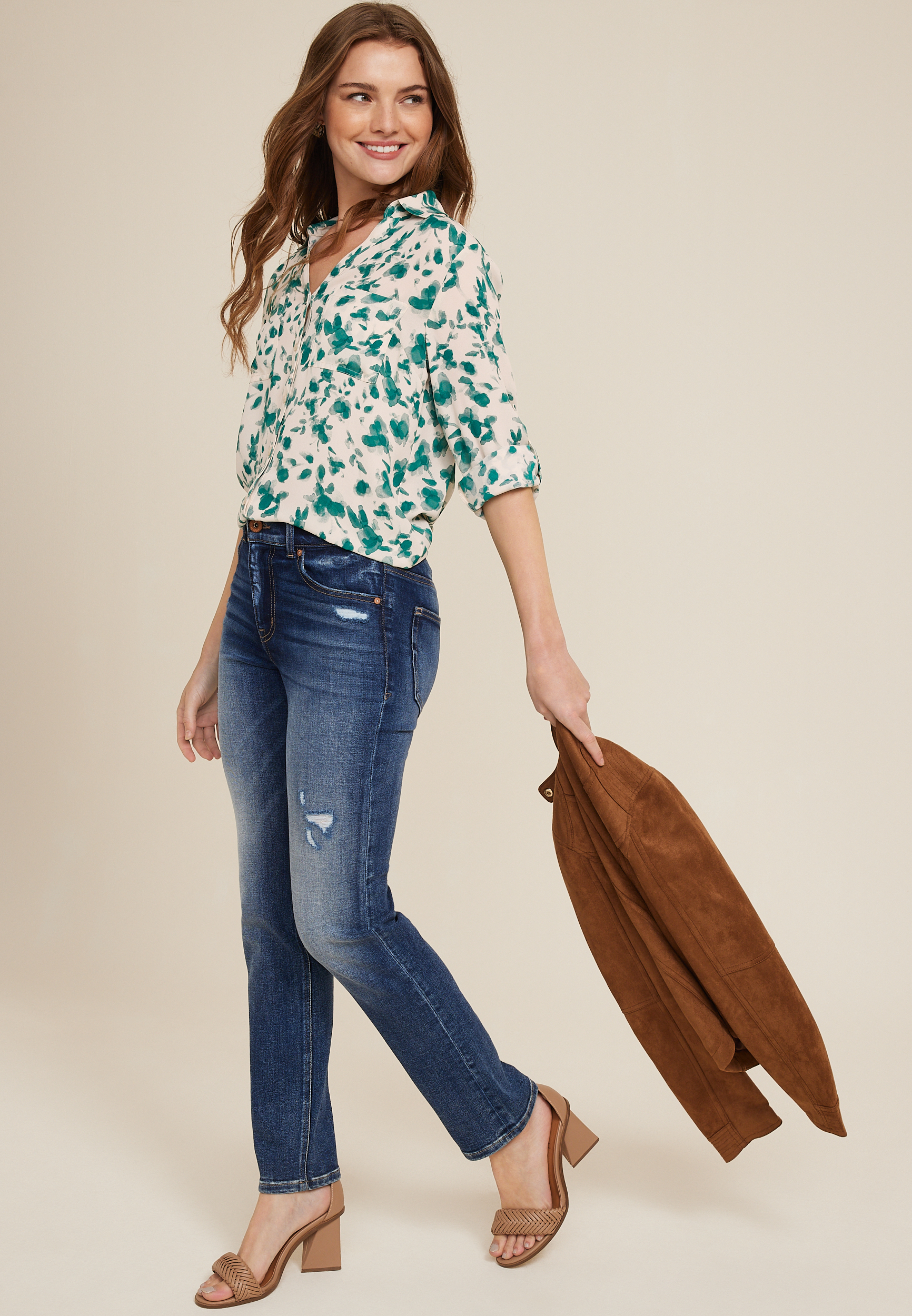 Winona Floral Button Down Blouse, C3263, large
