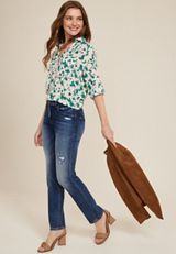 Winona Floral Button Down Blouse, C3263, small