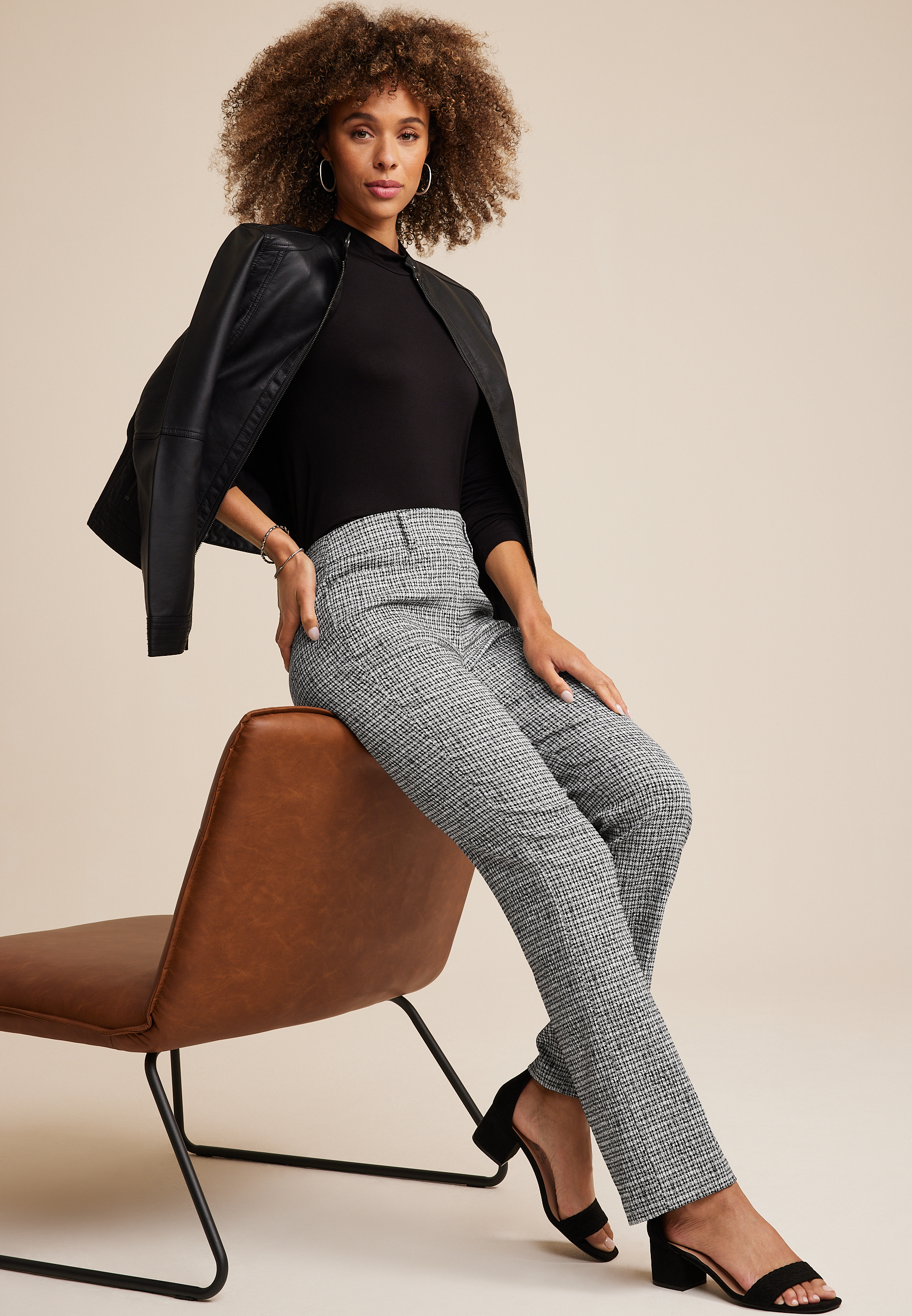 Bengaline Mid Rise Textured Bootcut Pant, C268, large
