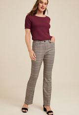 Bengaline Plaid Mid Rise Bootcut Pant, TAN COMBO, small