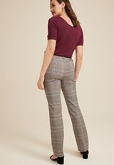 Bengaline Plaid Mid Rise Bootcut Pant, TAN COMBO, small