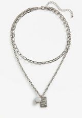 Faux Pearl and Silver Pendant Necklace, , small