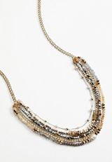 Faux Pearl and Multi Beaded Layered Necklace, , small