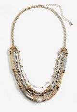 Faux Pearl and Multi Beaded Layered Necklace, , small
