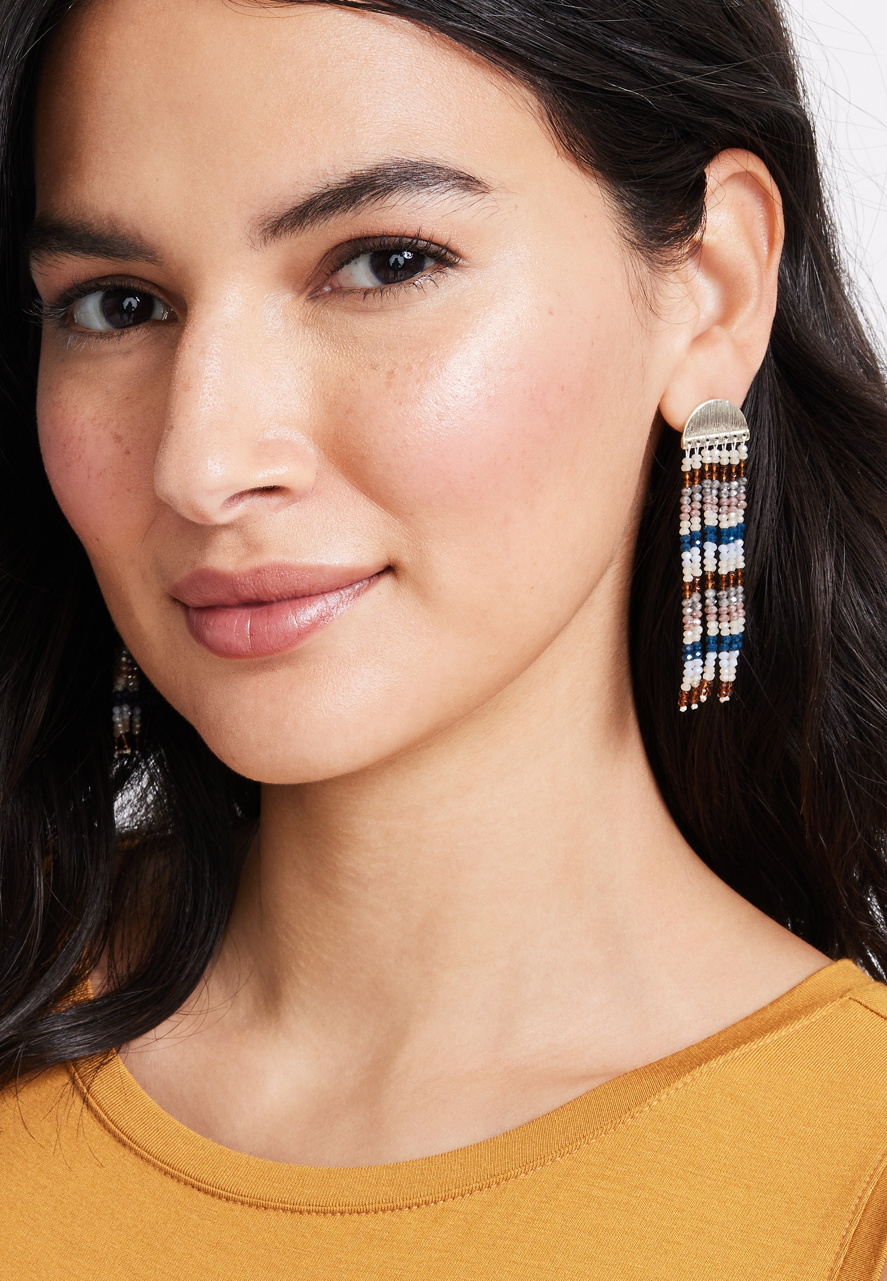 Half Moon Beaded Drop Earrings, C1524, large