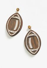 Football Drop Earrings, BROWN, small