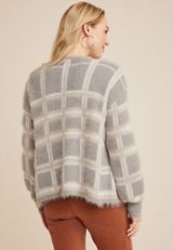 Plaid Eyelash Cardigan, C2823, small