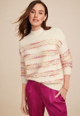 Tinsel Striped Mock Neck Sweater, C3986, small