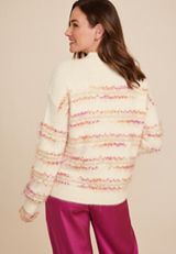 Tinsel Striped Mock Neck Sweater, C3986, small