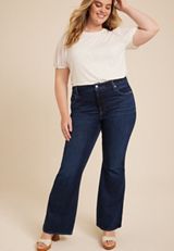 Plus Size Goldie Blues&trade; High Rise Dark 90s Flare Jean, DARK SANDBLAST, small
