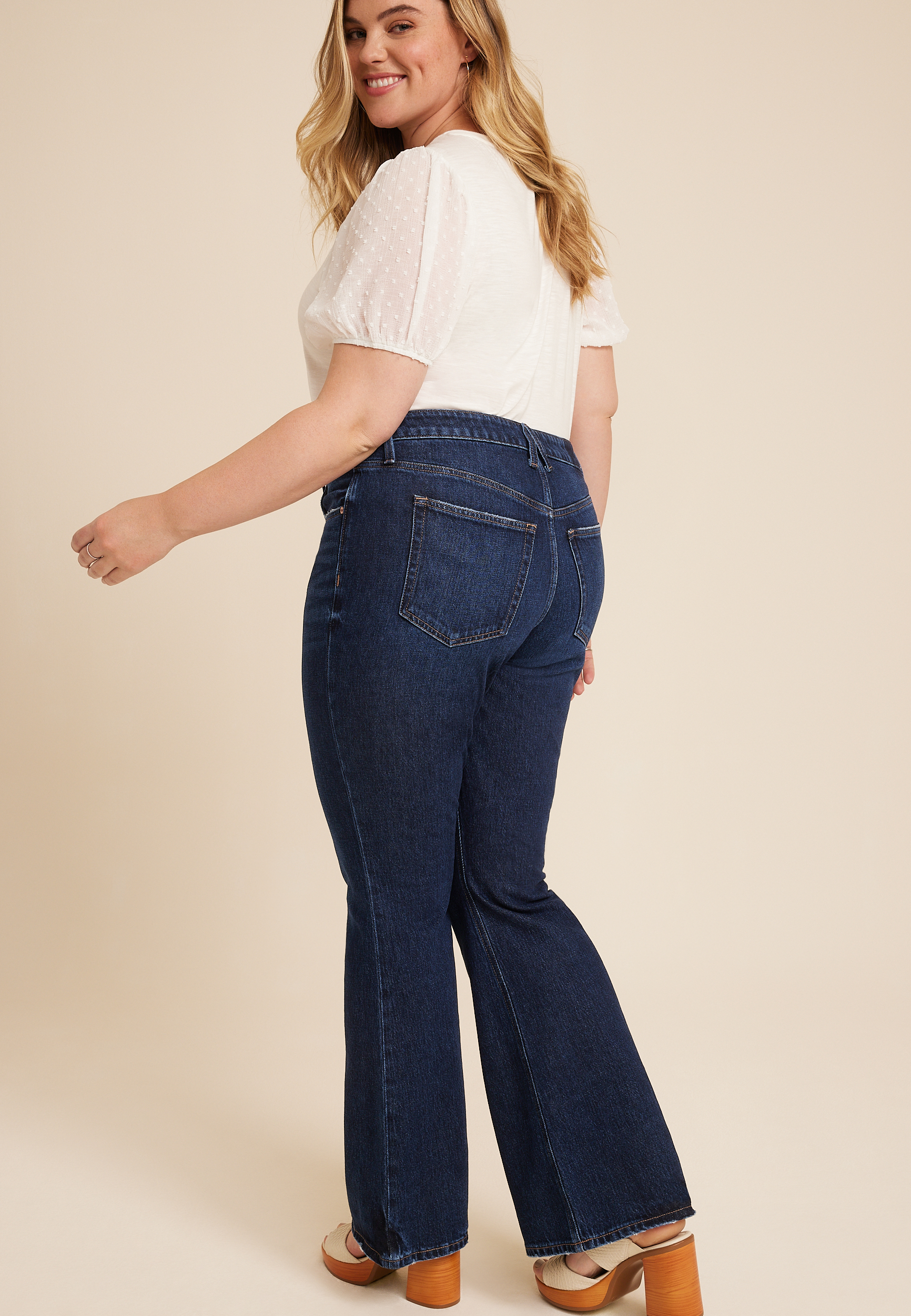 Plus Size Goldie Blues&trade; High Rise Dark 90s Flare Jean, DARK SANDBLAST, large