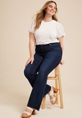 Plus Size Goldie Blues&trade; High Rise Dark 90s Flare Jean, DARK SANDBLAST, small