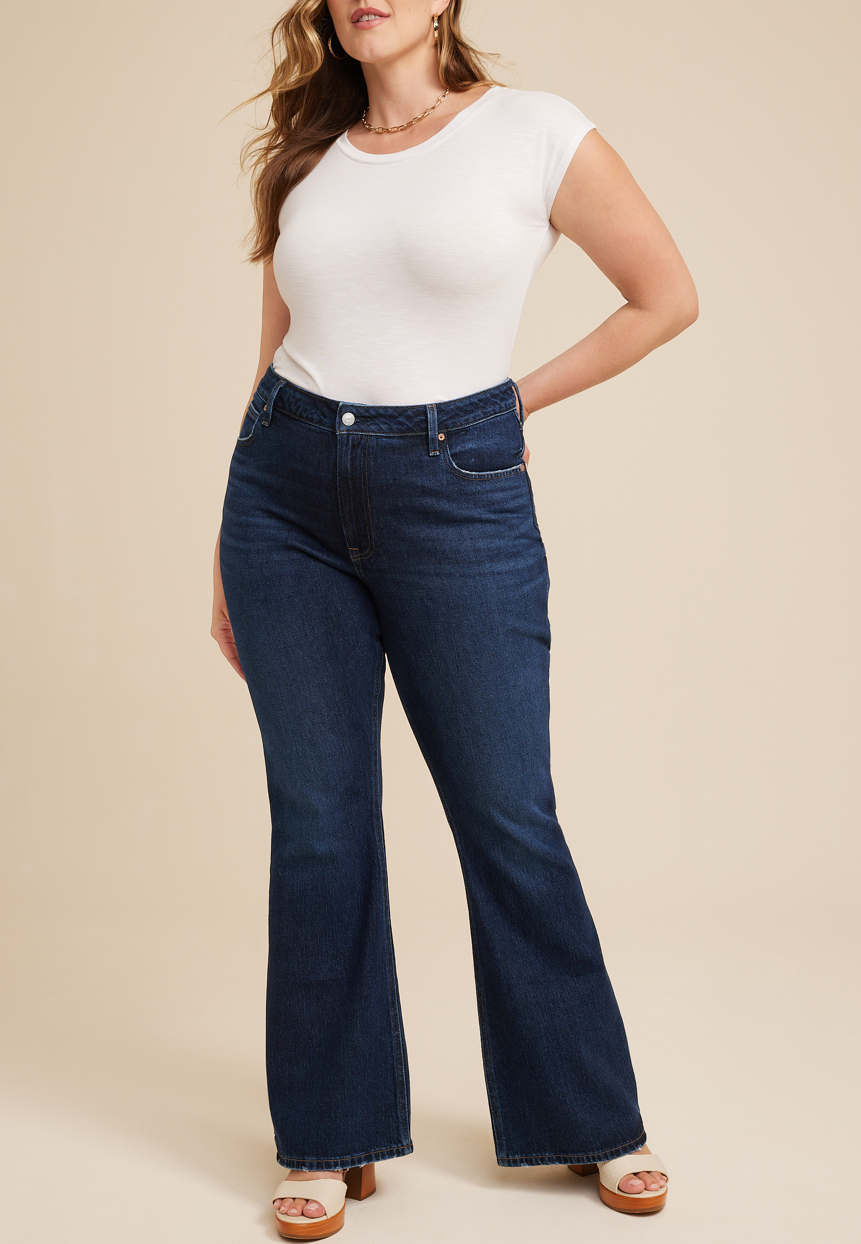 Plus Size Goldie Blues™ High Rise Curvy Dark 90s Flare Jean