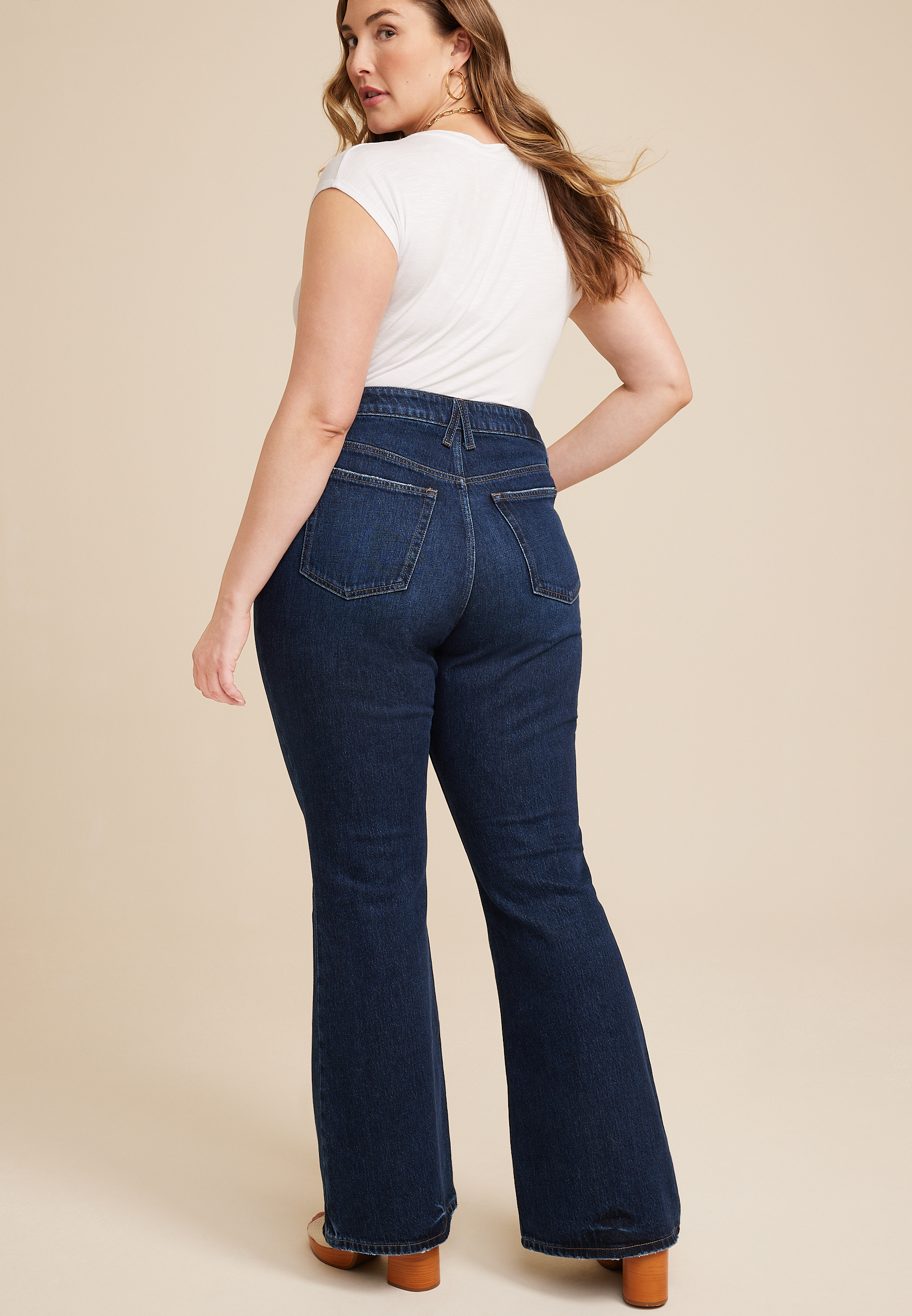 Plus Size Goldie Blues&trade; High Rise Curvy Dark 90s Flare Jean, DARK SANDBLAST, large