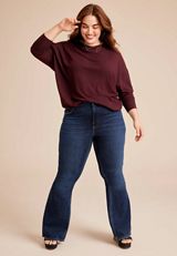 Plus Size Goldie Blues&trade; High Rise Curvy Dark 90s Flare Jean, DARK SANDBLAST, small