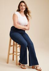 Plus Size Goldie Blues&trade; High Rise Curvy Dark 90s Flare Jean, DARK SANDBLAST, small