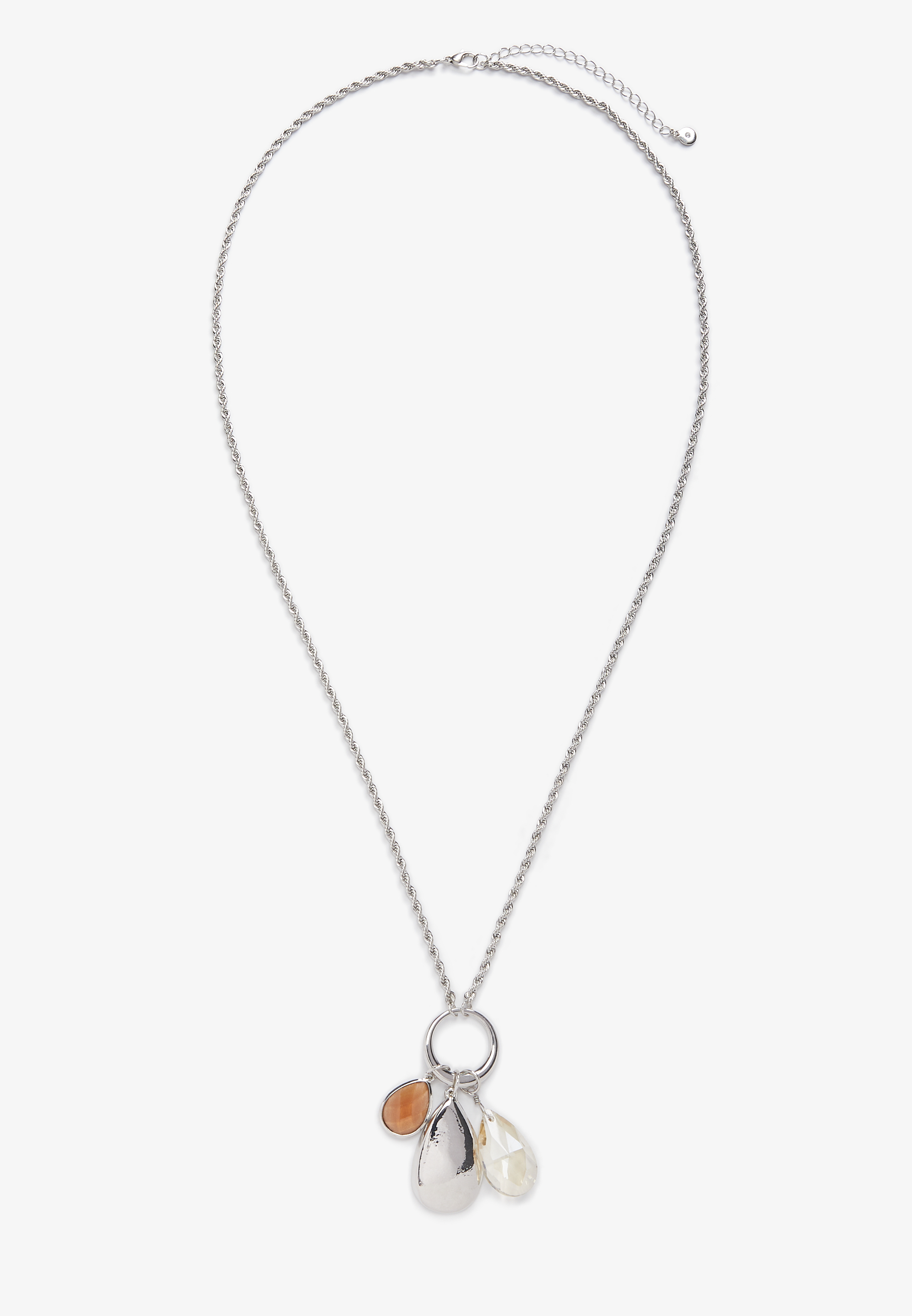 3 Stone Pendant Necklace, , large