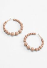 Pink Beaded Hoop Earrings, C595, small