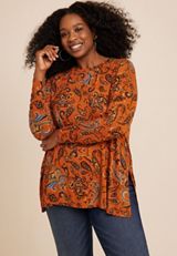 Plus Size 24/7 Palisade Paisley Top, C4960, small