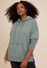 Plus Size Ribbed Solid Hoodie, C6740, small