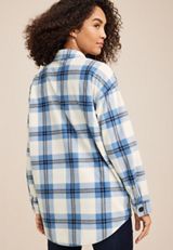 Wilder Blue Plaid Fleece Shacket, C1772, small