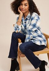 Wilder Blue Plaid Fleece Shacket, C1772, small