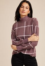 Felicity Windowpane Blouson Sleeve Top, C9229, small