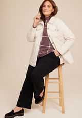 Plus Size Felicity Windowpane Blouson Sleeve Top, C9229, small