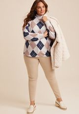 Plus Size Felicity Argyle Blouson Sleeve Top, C1524, small