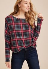 24/7 Dakota Plaid Dolman Top, C1756, small