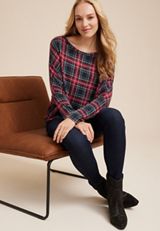 24/7 Dakota Plaid Dolman Top, C1756, small