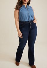Plus Size Silver Jeans Co.&reg; Suki Curvy Mid Rise Button Fly Slim Boot Jean, C258, small