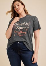 Plus Size Pumpkin Spice Graphic Tee, BLACK, small