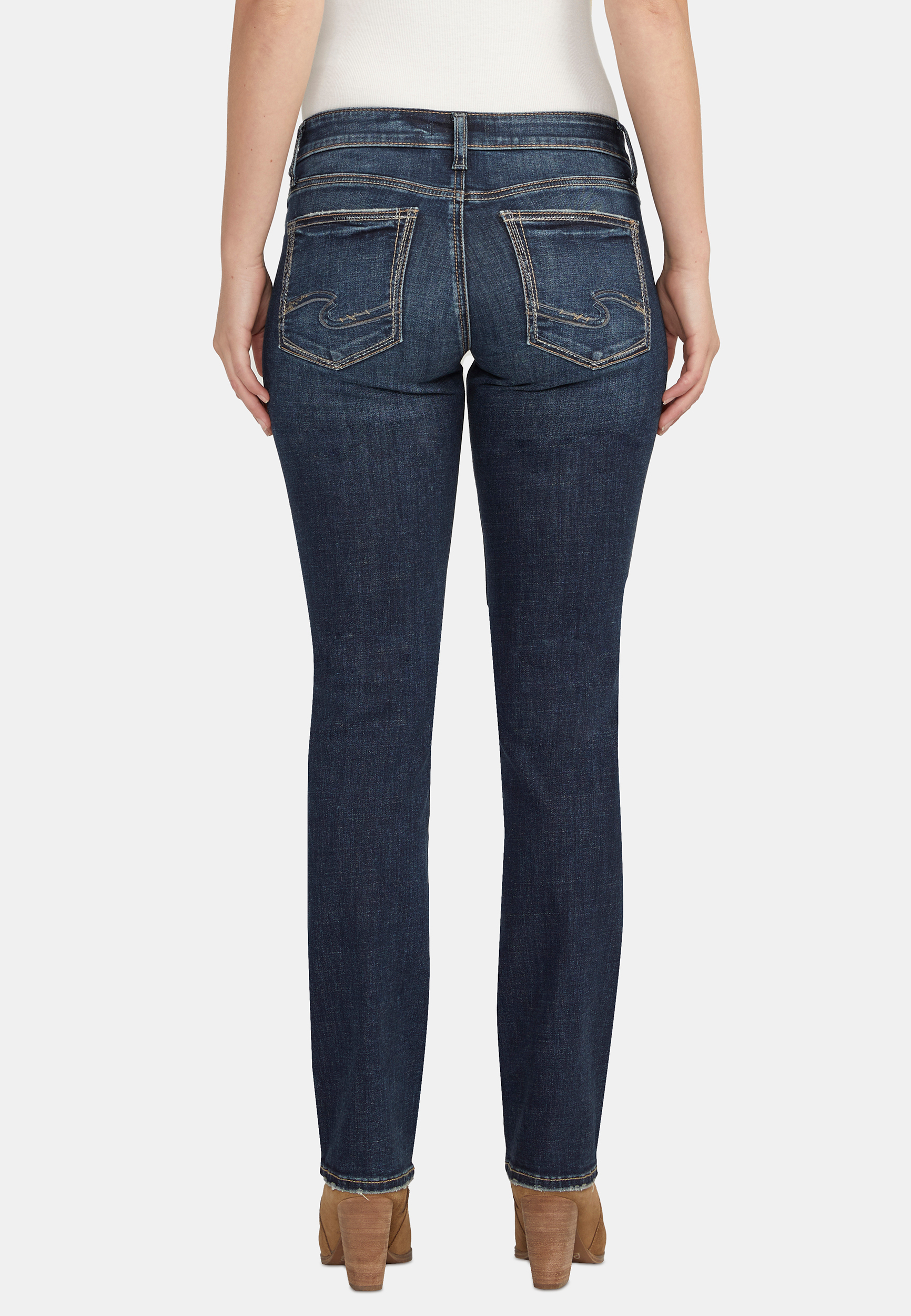 Silver Jeans Co.&reg; Britt Curvy Low Rise Straight Jean, DARK SANDBLAST, large