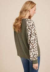 Leopard Sleeve Mixer Tee, , small