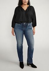 Plus Size Silver Jeans Co.&reg; Suki Curvy Flap Back Pocket Mid Rise Slim Boot Jean, C258, small
