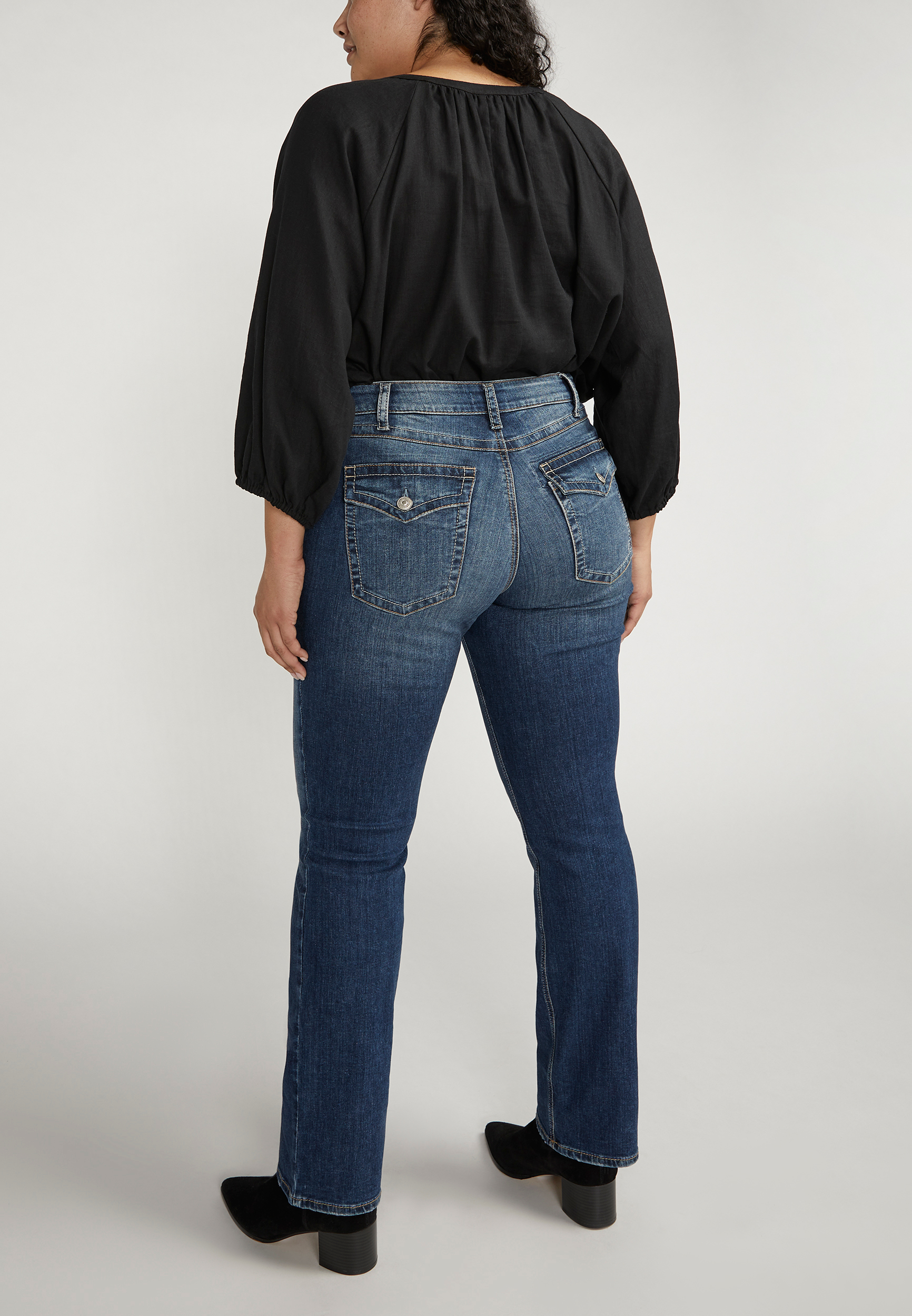 Plus Size Silver Jeans Co.&reg; Suki Curvy Flap Back Pocket Mid Rise Slim Boot Jean, C258, large