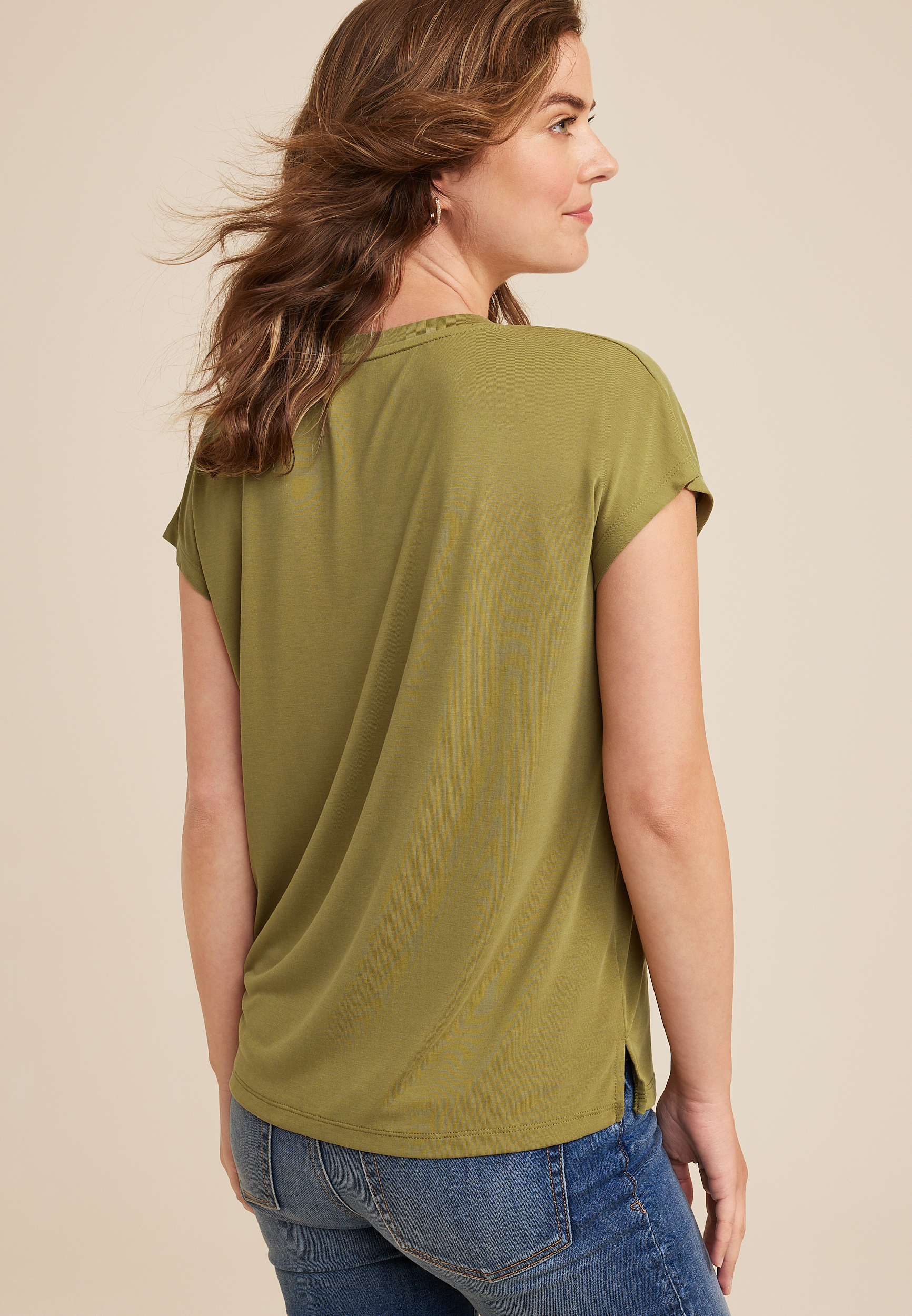 edgely&trade; Solid V Neck Tee, C9006, large