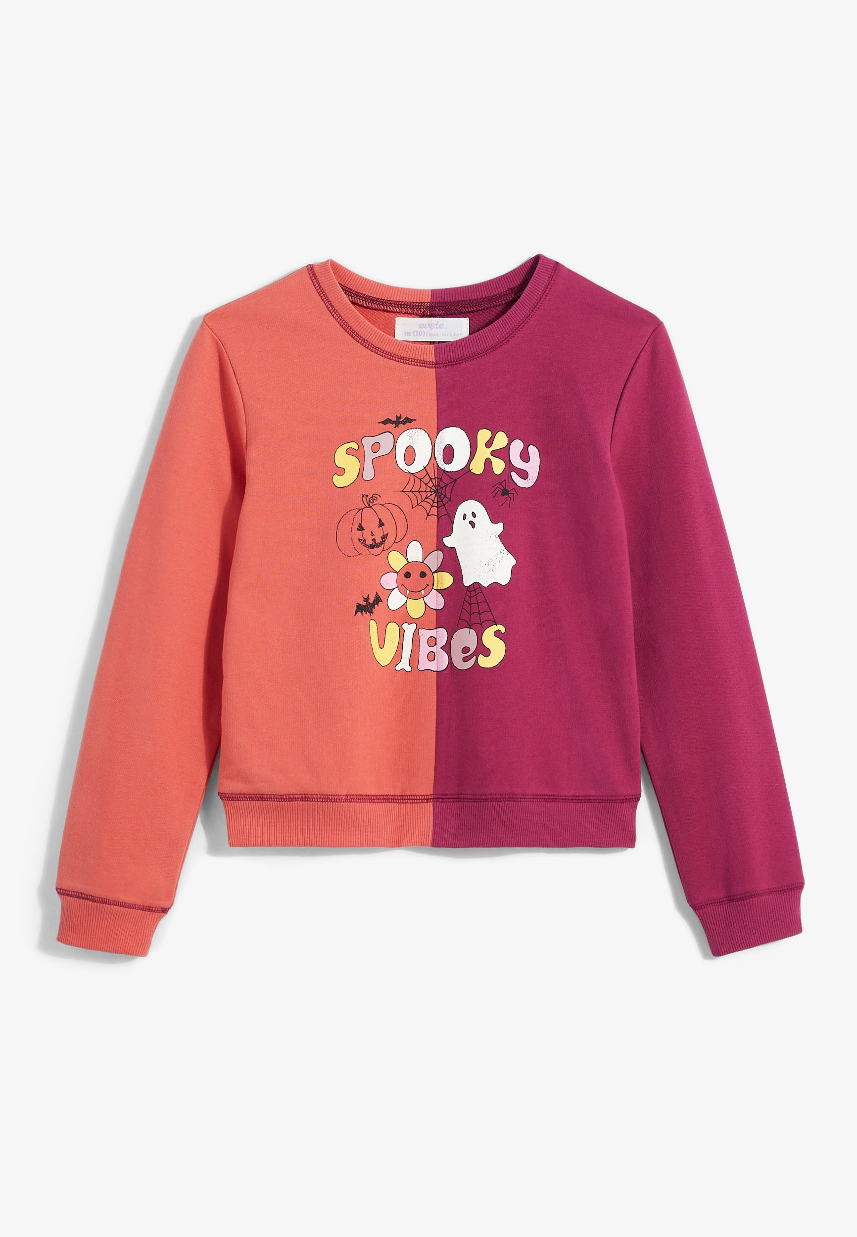 Girls Colorblock Spooky Vibes Halloween Sweatshirt | maurices