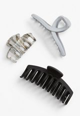 3 Pack Mixed Variety Claw Hair Clips, MULTI, small