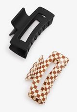 2 Pack Checkerboard Claw Hair Clips, C1756, small