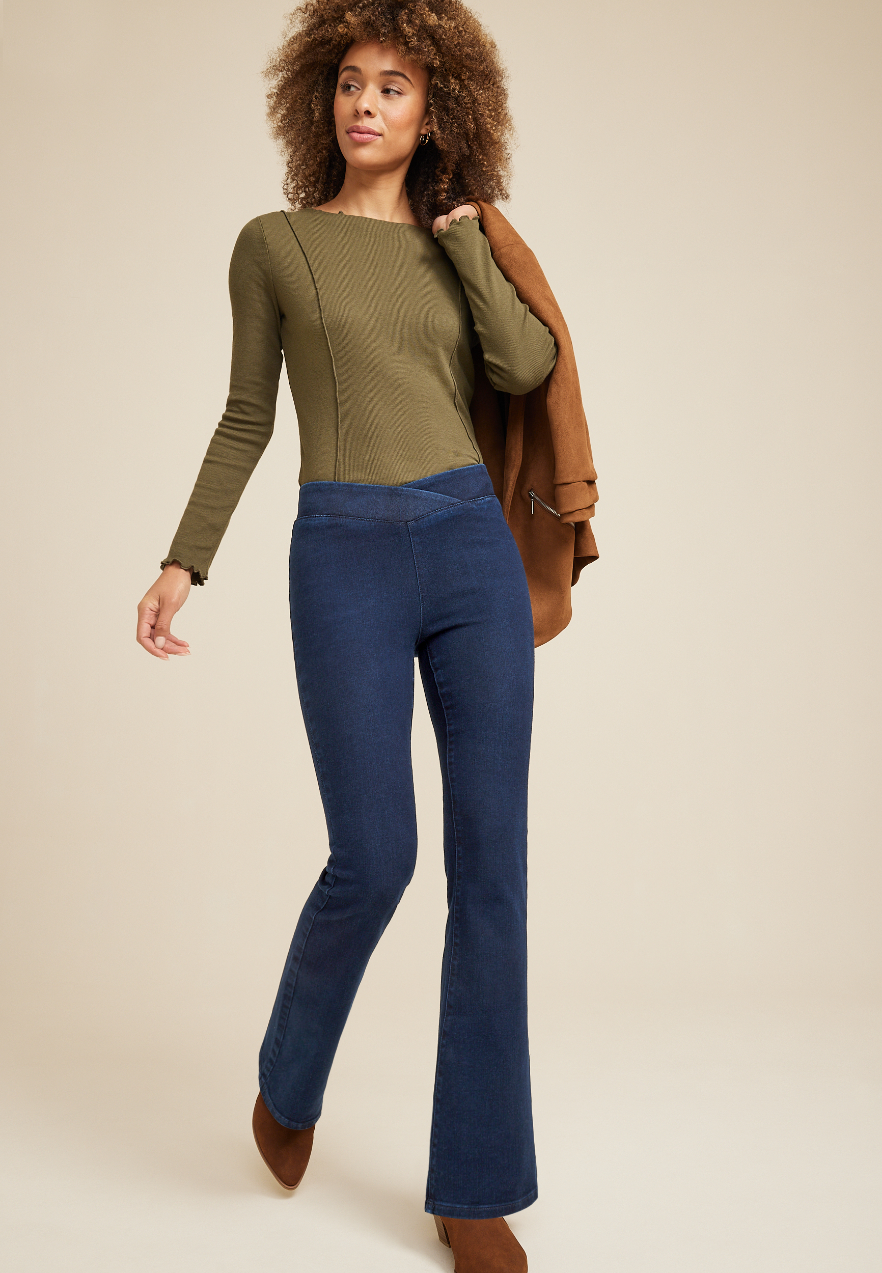 m jeans by maurices&trade; Flare Crossover Pull On High Rise Jean, C258, large