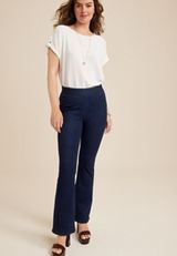 m jeans by maurices&trade; Flare Sleek Pull On High Rise Jean, DARK SANDBLAST, small