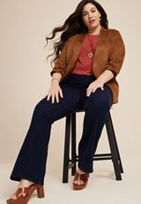 Plus Size m jeans by maurices&trade; Flare Sleek Pull On High Rise Jean, DARK SANDBLAST, small