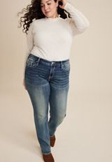 Plus Size Vigoss&reg; Heritage Sequin Faux Flap Pocket Mid Rise Straight Jean, C258, small