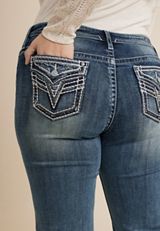 Plus Size Vigoss&reg; Heritage Sequin Faux Flap Pocket Mid Rise Straight Jean, C258, small