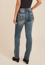 Vigoss&reg; Heritage Sequin Faux Flap Pocket Mid Rise Straight Jean, C258, small