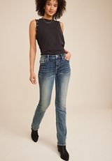Vigoss&reg; Heritage Sequin Faux Flap Pocket Mid Rise Straight Jean, C258, small