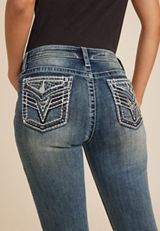 Vigoss&reg; Heritage Sequin Faux Flap Pocket Mid Rise Straight Jean, C258, small