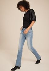 Vigoss&reg; Heritage High Rise Feather Embroidered Pocket Slim Boot Jean, MEDIUM SANDBLAST, small